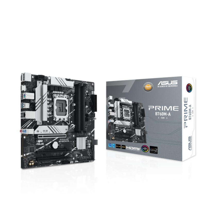 ASUS PRIME B760M-A-CSM – Carte mère PRO Intel B760 LGA 1700 mATX (PCIe 4.0, 2 x M.2, Realtek 2.5Gb Ethernet, DisplayPort, 2 x HD ASUS PRIME B760M-A-CSM – Carte mère PRO Intel B760 LGA 1700 mATX (PCIe 4.0, 2 x M.2, Realtek 2.5Gb Ethernet, DisplayPort, 2 x HD