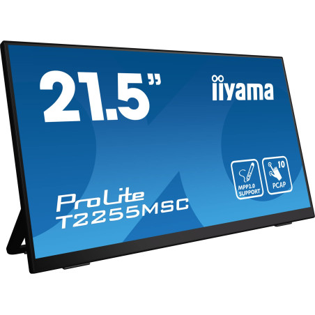 iiyama Ecran 21.5 Noir avec Verre Bord à Bord Tactile PCAP 10 Points FHD IPS 1920x1080 5ms 360cd/m² HDMI Displayport USB HUB HPs