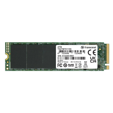 Transcend MTE115S SSD NVMe PCIe Gen3 x4 M.2 2280 2TB, 3D NAND Flash, Faible consommation, pour PC Portable/Bureau/Gaming - TS2TM