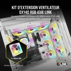 Corsair iCUE Link QX140 RGB à Dôme Magnétique de 140mm Ventilateur - Blanc
