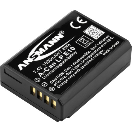 ANSMANN Batterie de Rechange pour Appareil Photo Canon (1 PCE) – Batterie Appareil Photo A-Can LP E10 7,4V 1000 mAh – Batterie L
