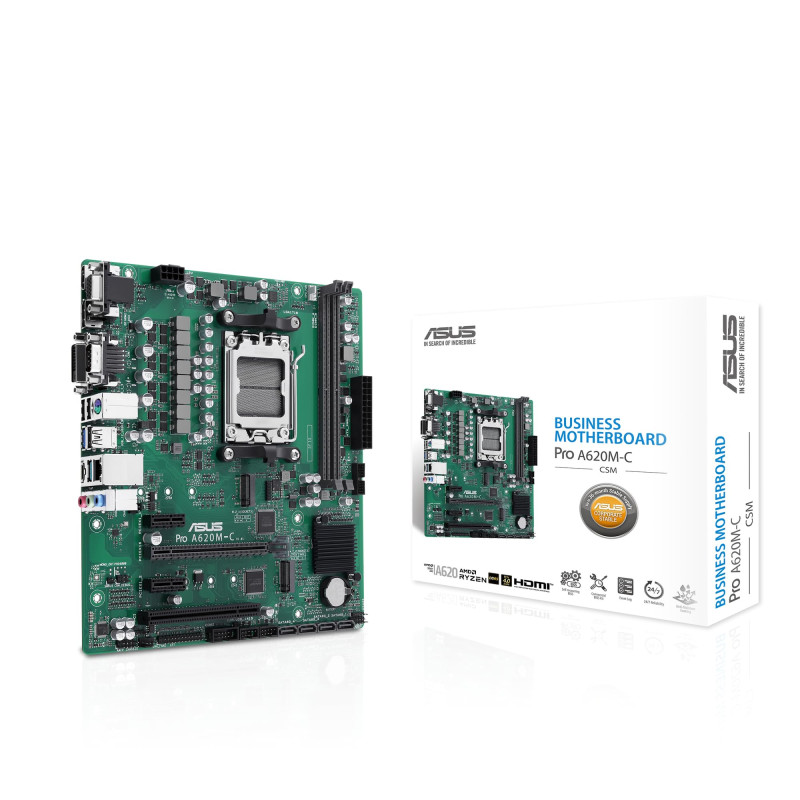 ASUS Pro A620M-C-CSM - Motherboard - micro ATX - Socket AM5 - AMD B650 Chipsatz - USB 3,2 Gen 1, USB 3,2 Gen 2, USB-C 3,2 Gen2 - ASUS Pro A620M-C-CSM - Motherboard - micro ATX - Socket AM5 - AMD B650 Chipsatz - USB 3,2 Gen 1, USB 3,2 Gen 2, USB-C 3,2 Gen2 -