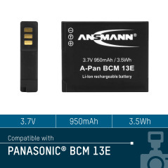 ANSMANN Batterie de Rechange A-Pan DMW BCM13E (1 PCE) – Batterie Appareil Photo 3,7V 950 mAh – Batterie Li-Po pour Panasonic Lum