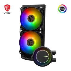 MSI MAG CORELIQUID E240 Kit Watercooling CPU, Plaque Froide en Cuivre Agrandie, Tête Waterblock ARGB & Ventilateurs FDB, Double 