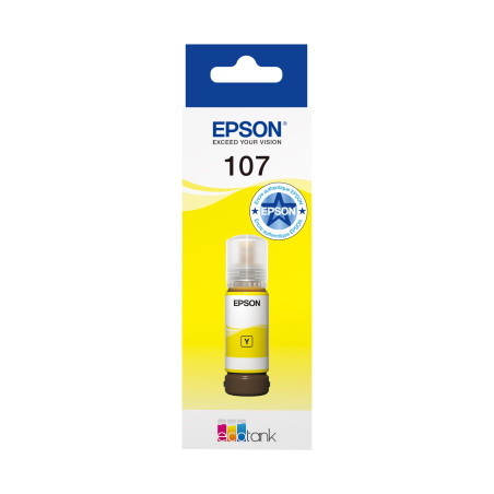 Epson EcoTank 107 Bouteille d’Encre Authentique | Jaune| Haute Capacité – Jusqu’à 7,200 Pages | Compatible avec ET-18100 | Quali