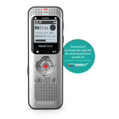 PHILIPS VoiceTracer DVT2015 Enregistreur Vocal, 8 Go, MP3, 2 Microphones stéréo. Licence d'essai Sembly AI: Transcription, résum