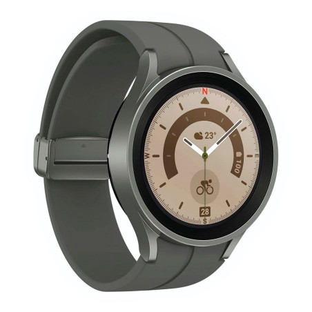 Samsung Galaxy Watch5 Pro, Runde Bluetooth Smartwatch, Wear OS, Outdoor-Fitnessuhr, Fitness-Tracker, 45 mm, Titanium