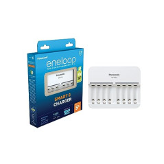 eneloop Smart 8 Chargeur, pour 1-8 Piles Rechargeables AA/AAA, 5h de Temps de Charge, 9 Fonctions de sécurité