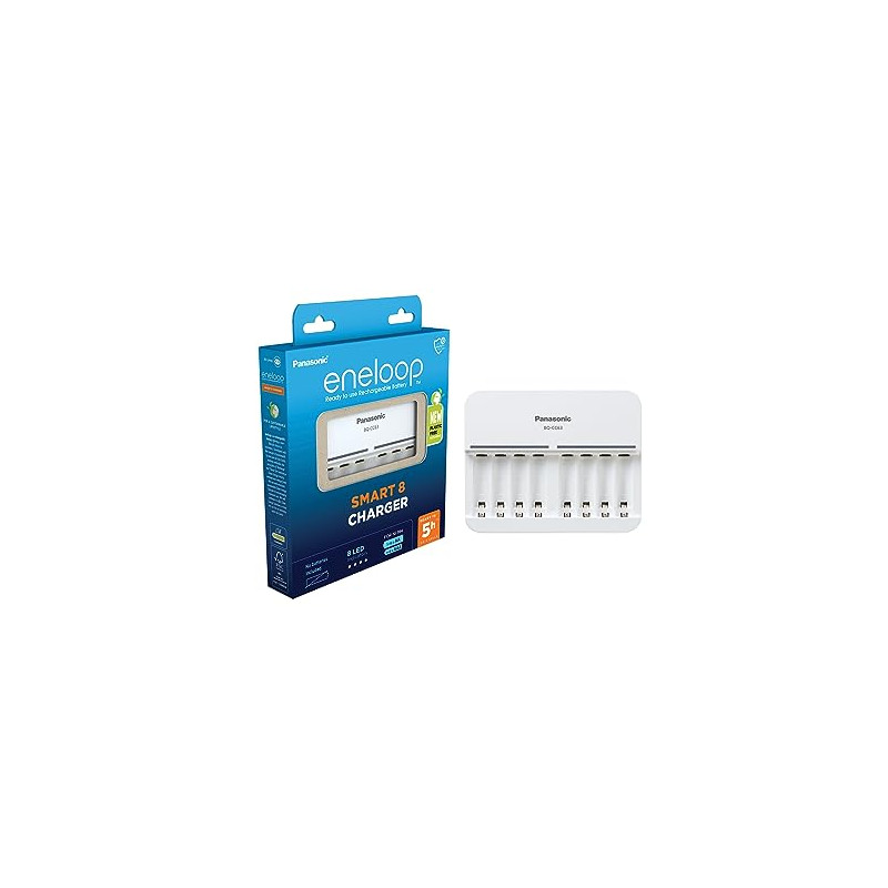 eneloop Smart 8 Chargeur, pour 1-8 Piles Rechargeables AA/AAA, 5h de Temps de Charge, 9 Fonctions de sécurité eneloop Smart 8 Chargeur, pour 1-8 Piles Rechargeables AA/AAA, 5h de Temps de Charge, 9 Fonctions de sécurité