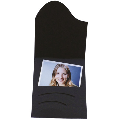 Daiber 1 x 100 Chemise pour Passeport Photo Wave Black Leinenkarton 16020