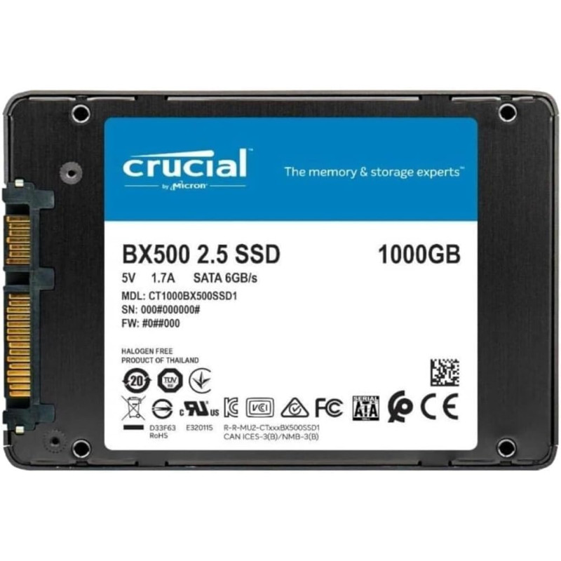 Crucial BX500 Disque SSD 1 to SATA 6 Go/s