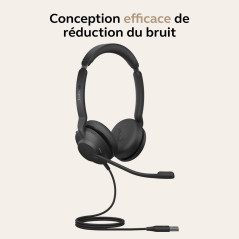 Jabra Evolve2 30 SE Micro-casque filaire stéréo à réduction de bruit avec technologie d’appel à 2 microphones et câble USB-A - F