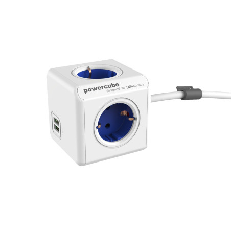 Allocacoc 1406BL/DEEUPC 4AC Outlet(s) 1.5m Bleu, Blanc multiprise - Multiprises (1,5 m, 4 Sortie(s) CA, Type F, Bleu, Blanc)