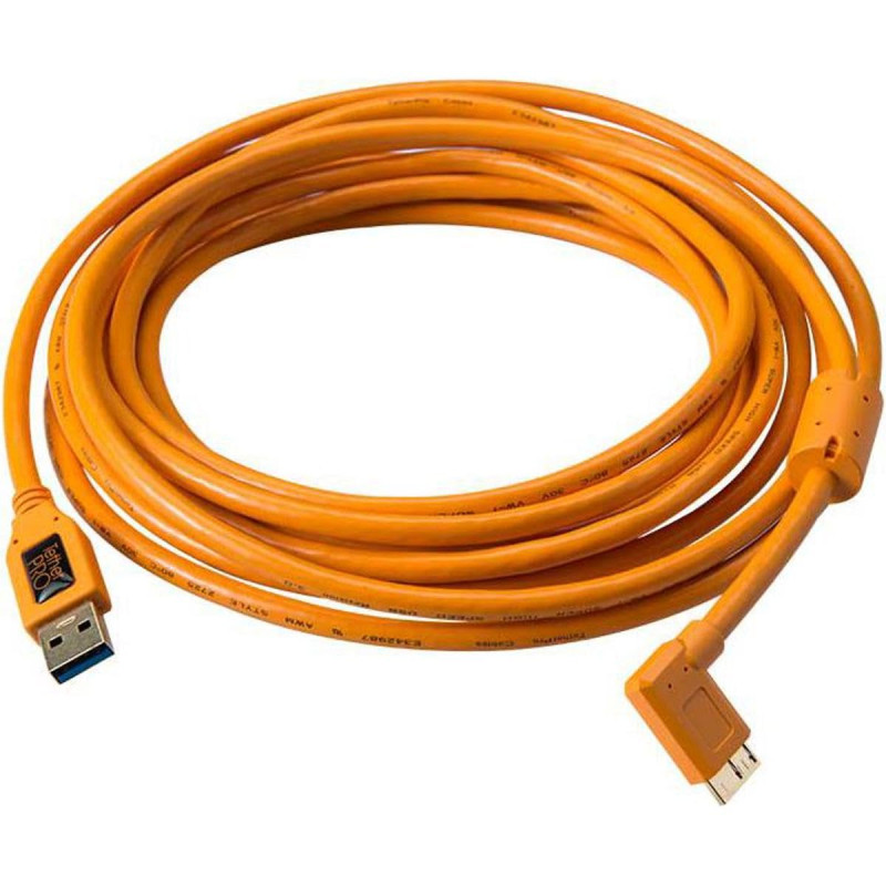 Tether Tools TPro USB 3.0 Micro-B Right Angle 4.6m/15 ORG Tether Tools TPro USB 3.0 Micro-B Right Angle 4.6m/15 ORG