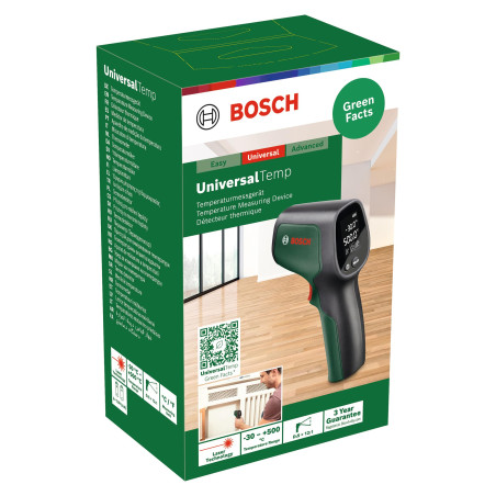 Thermomètre infrarouge UniversalTemp de Bosch (de -30 °C à +500 °C, mesure facile, 3 modes de mesure pour des résultats plus pré