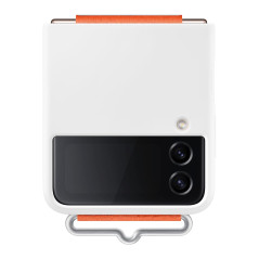 Samsung Coque Silicone avec lanière Blanc Flip 4