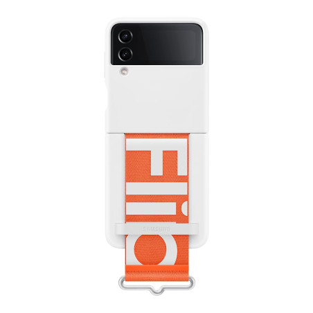 Samsung Coque Silicone avec lanière Blanc Flip 4