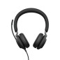 Jabra Evolve2 40 SE Filaire - Câble USB-C étendu - Casque stéréo avec Suppression du Bruit - Technologie d'appel à 3 micros - Fo