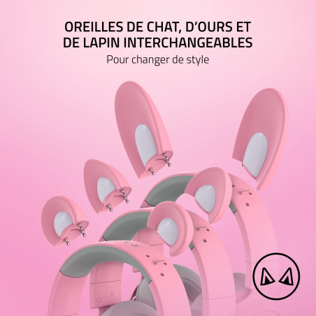 Razer Kraken Kitty Edition V2 Pro - Casque Gaming Filaire RGB avec Oreilles Interchangeables (Oreilles interchangeables, Eclaira