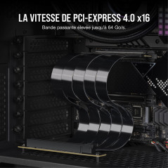 Corsair Premium PCIe 4.0 x16 Extension Cable 300 mm - Blindage EMI - Connecteur Femelle PCIe 90° - Fonctionne avec La Plupart de