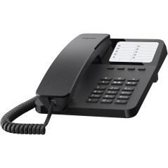 Gigaset Desk 400 Téléphone Filaire avec câble élastique, Espace pour 10 entrées de numérotation abrégée, Rappel, Compatible avec