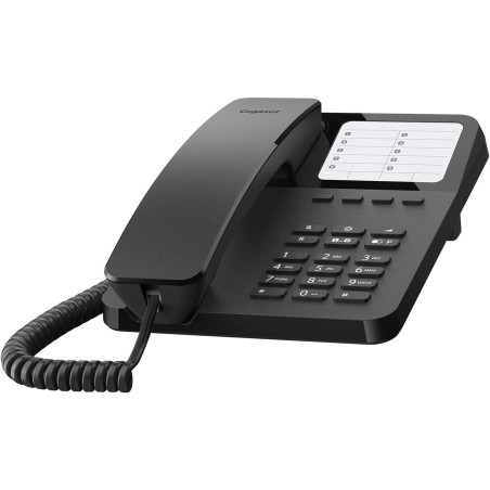 Gigaset Desk 400 Téléphone Filaire avec câble élastique, Espace pour 10 entrées de numérotation abrégée, Rappel, Compatible avec