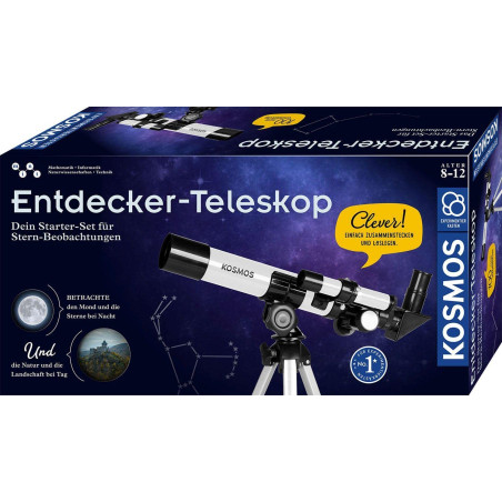 Kosmos 676889 Télescope Explorateur Kit de démarrage pour débutants et Enfants à partir de 8 Ans, 2 oculaires pour 20x ou 100x,