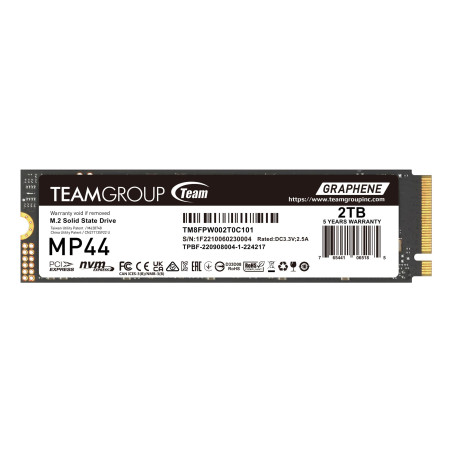 TEAMGROUP MP44 Mémoire Cache SLC Gen 4x4 M.2 2280 PCIe 4.0 avec NVMe pour Ordinateur Portable et Ordinateur de Bureau et SSD NUC