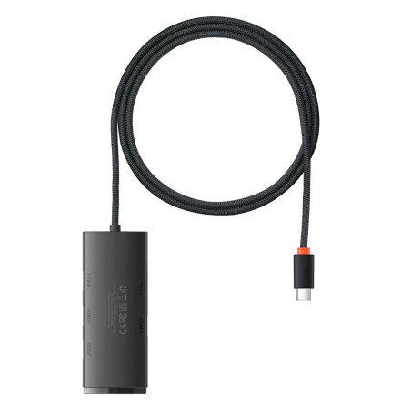 Baseus HUB Lite Series 4 en 1 USB-C vers 4 x USB 3.0 + 1 x Type-C 15 W avec câble 1 m Noir (WKQX030401)