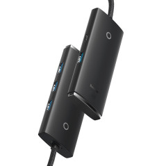 Baseus HUB Lite Series 4 en 1 USB-C vers 4 x USB 3.0 + 1 x Type-C 15 W avec câble 1 m Noir (WKQX030401)