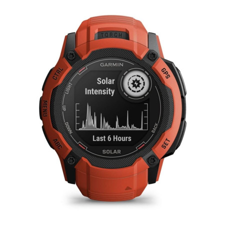 Garmin Instinct 2X, Solar - Montre GPS Robuste et connectée – Flame Red – Boîtier 50 mm