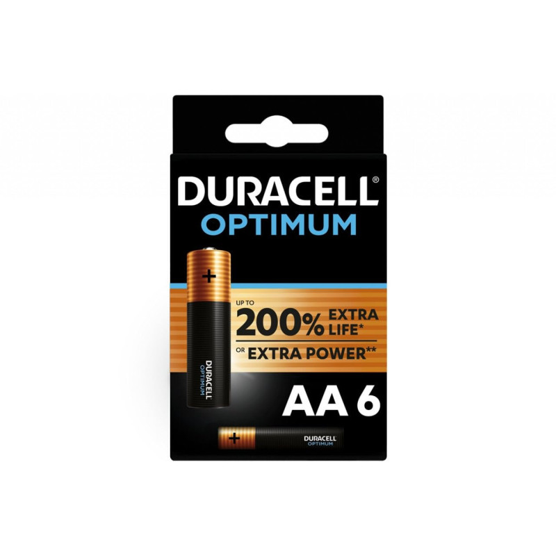 Duracell Pack de 6 Piles AA Optimum, 1,5 V LR06