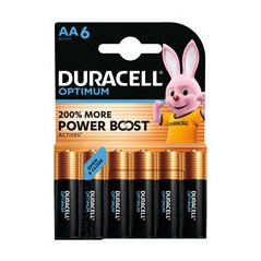 Duracell Pack de 6 Piles AA Optimum, 1,5 V LR06