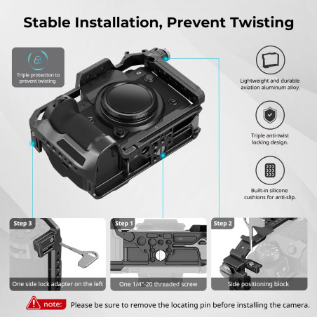 SMALLRIG Cage pour FUJIFILM X-H2S, Cold Shoe Intégré et Rail NATO, Plaque de Dégagement Rapide pour Arca pour Stabilisateurs Tré
