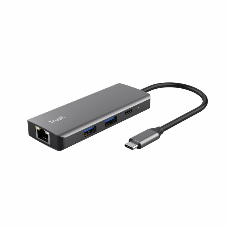 Trust Dalyx Adaptateur USB C 6-en-1, Hub USB C avec 4K HDMI, 2X USB-C, 2X USB 3.1, Transfert Rapide 5 Gbps, Gigabit Ethernet, Mu