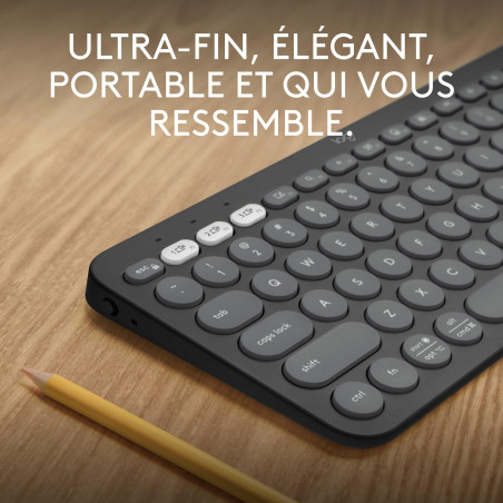 Logitech Pebble Keys 2 K380s clavier sans fil Bluetooth multidispositif, raccourcis personnalisables, fin et portable, Easy-Swit