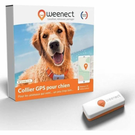 Weenect XS - Collier GPS pour chien ( White Edition 2023) | Suivi GPS en temps réel | Plus petit modèle du marché | Fonctionne a