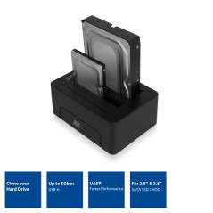 ACT Station d'accueil Double Disque Dur USB 3.0 pour Disque Dur SATA 2,5"/3,5" - Prise en Charge du clonage Hors Ligne - Fonctio