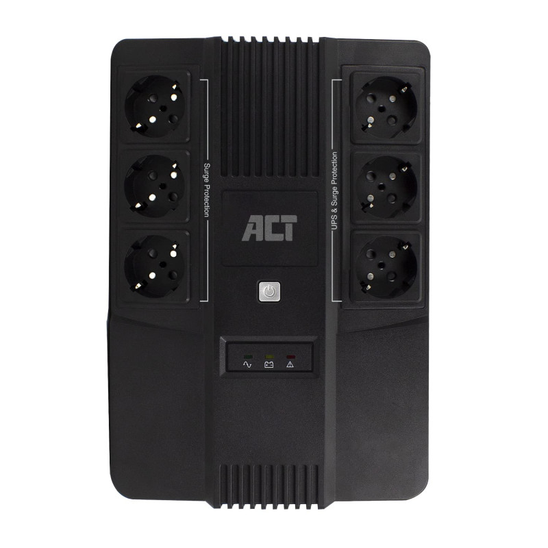 ACT Back-up Onduleur Line Interactive 600VA Batterie UPS Power Supply (6 Sorties Schuko, Protection Contre Les surtensions) AVR ACT Back-up Onduleur Line Interactive 600VA Batterie UPS Power Supply (6 Sorties Schuko, Protection Contre Les surtensions) AVR