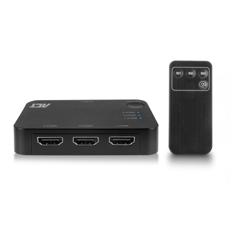 ACT Commutateur HDMI 4K 1080P, 3 en 1 Sortie, télécommande Infrarouge sans Fil, Interrupteur Automatique, Compatible avec TV, PS