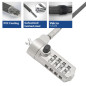 ACT Câble de sécurité pour Ordinateur Portable, 2 m, Protection par Mot de Passe, Serrure à Combinaison à 4 Chiffres, Verrouilla