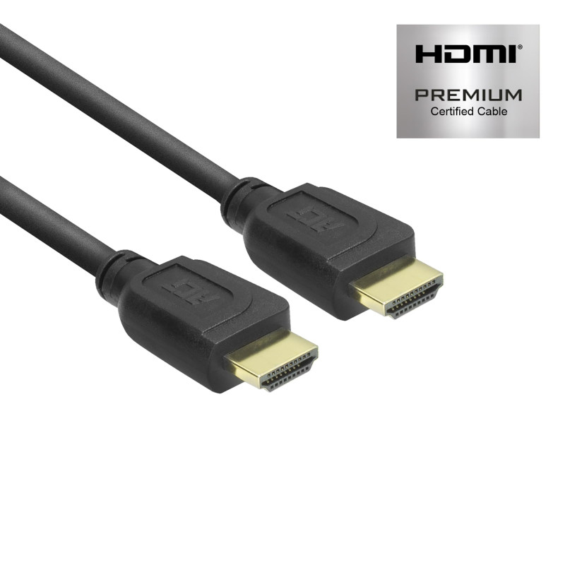 ACT AK3946 Câble HDMI 4K @ 60 Hz, certifié HDMI Premium 2.0 Haute Vitesse 18 Gbit/s, Prend en Charge Arc, HDR, HDCP 2.2, Compati ACT AK3946 Câble HDMI 4K @ 60 Hz, certifié HDMI Premium 2.0 Haute Vitesse 18 Gbit/s, Prend en Charge Arc, HDR, HDCP 2.2, Compati