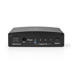Nedis Commutateur Audio numérique | 4 Voies | Connecteurs - Entrée : DC Power / 4X TosLink | Connecteurs - Sortie TosLink Femell