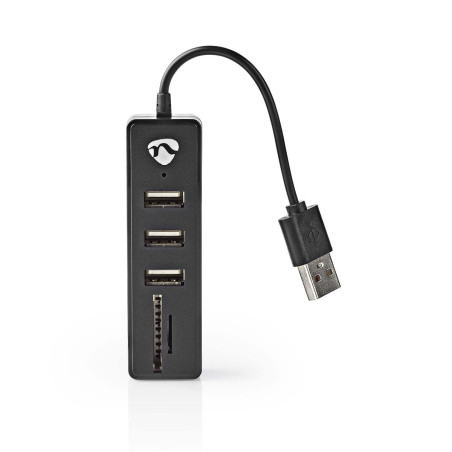 Nedis Hub USB | Connecteur USB-A | Prise USB-A | Ports 3 Ports | Alimentation par USB | SD & MicroSD / 3X USB