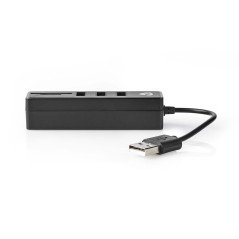 Nedis Hub USB | Connecteur USB-A | Prise USB-A | Ports 3 Ports | Alimentation par USB | SD & MicroSD / 3X USB