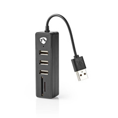 Nedis Hub USB | Connecteur USB-A | Prise USB-A | Ports 3 Ports | Alimentation par USB | SD & MicroSD / 3X USB