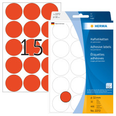 Herma 2272 Étiquettes universelles diamètre 32 mm 480 pièces Rouge