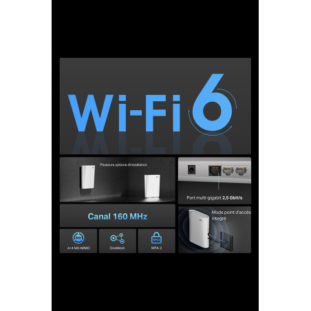 TP-Link Répéteur WiFi 6 Mesh AX6000 Mbps bi-Bande RE900XD, 160 MHz, Port 2.5 Gigabit, MU-MIMO, Compatible avec Les Box Internet,