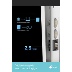 TP-Link Répéteur WiFi 6 Mesh AX6000 Mbps bi-Bande RE900XD, 160 MHz, Port 2.5 Gigabit, MU-MIMO, Compatible avec Les Box Internet,