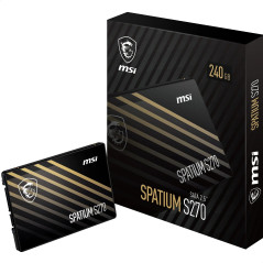 MSI SPATIUM S270 SATA 2.5" 240GB - Disque SSD Interne 240 Go, SATA III 6 GB/s, 2,5", Lecture 500 MB/s & Écriture 400 MB/s, 3D NA